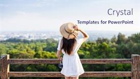  Presentation with scenery - Slide deck enhanced with woman-enjoy-the-scenery-view background and a sky blue colored foreground