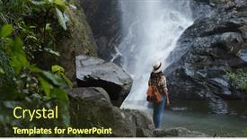  Presentation with waterfall woman - Amazing presentation theme having woman-enjoy-the-waterfall backdrop and a  colored foreground