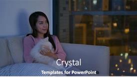  Presentation with show - Audience pleasing theme consisting of woman-enjoy-tv-show backdrop and a ocean colored foreground