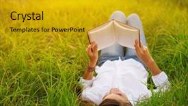  Presentation with reading - Cool new theme with woman enjoying a book reading backdrop and a gold colored foreground