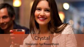  Presentation with cocktail - Beautiful presentation design featuring woman enjoying a cocktail glass backdrop and a  colored foreground