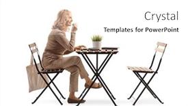  Presentation with coffee cup - Slide deck featuring woman-enjoying-a-cup and a  colored foreground