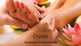  Presentation with harmony - Beautiful PPT theme featuring woman enjoying a feet massage backdrop and a red colored foreground
