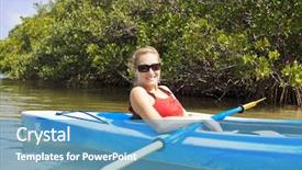  Presentation with kayak - PPT theme consisting of woman enjoying a kayak ride background and a teal colored foreground