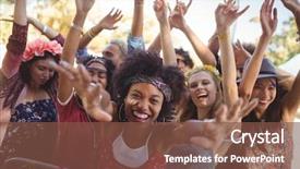  Presentation with music festival - PPT theme enhanced with woman enjoying at music festival background and a tawny brown colored foreground