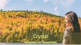  Presentation with fall colors - Beautiful presentation theme featuring woman enjoying countryside cottage getaway backdrop and a tawny brown colored foreground