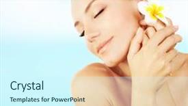  Presentation with body care spa body massage - Slide deck with woman enjoying day spa resort background and a cool aqua colored foreground