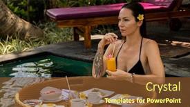  Presentation with bali - Theme featuring woman-enjoying-floating-breakfast background and a tawny brown colored foreground