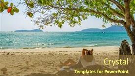  Presentation with holidays - PPT theme with woman-enjoying-her-holidays background and a tawny brown colored foreground