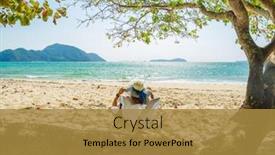  Presentation with holidays - Slide deck having woman-enjoying-her-holidays background and a gold colored foreground