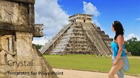  Presentation with pyramid - PPT theme enhanced with woman-enjoying-holidays-at-kukulkan background and a  colored foreground