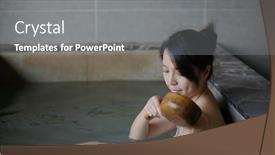  Presentation with hot spring - Presentation design consisting of woman-enjoying-hot-spring-trip background and a gray colored foreground