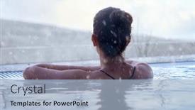  Presentation with cold water - PPT theme with woman-enjoying-hot-thermal-water background and a  colored foreground