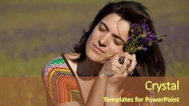  Presentation with green life - Amazing presentation having woman enjoying life in a green field backdrop and a red colored foreground