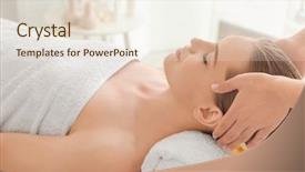  Presentation with spa salon - PPT layouts consisting of woman enjoying of facial massage background and a  colored foreground