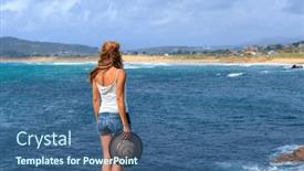  Presentation with atlantic - Slides consisting of woman-enjoying-panoramic-view background and a ocean colored foreground