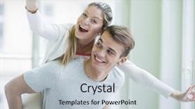  Presentation with man vs woman - Colorful presentation theme enhanced with woman enjoying piggyback ride given backdrop and a lemonade colored foreground