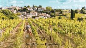  Presentation with cartoon village - Slides featuring woman-enjoying-saint-emilion-village background and a  colored foreground