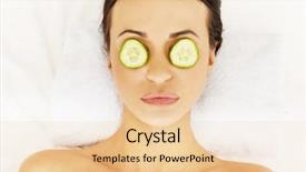  Presentation with spa for seniors - Beautiful PPT layouts featuring woman enjoying spa having cucumber backdrop and a lemonade colored foreground