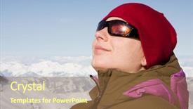  Presentation with summit - Slide deck featuring woman enjoying sun in winter background and a  colored foreground