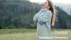  Presentation with green travel - Amazing theme having woman-enjoying-sunset-stay backdrop and a mint green colored foreground