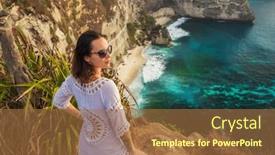  Presentation with indonesia - PPT theme enhanced with woman-enjoying-view-of-diamond background and a coral colored foreground