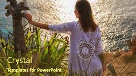  Presentation with diamond - Beautiful PPT layouts featuring woman-enjoying-view-of-diamond backdrop and a tawny brown colored foreground