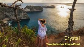  Presentation with indonesia - PPT theme featuring woman-enjoying-view-of-diamond background and a tawny brown colored foreground