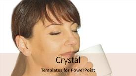  Presentation with beverage - Colorful theme enhanced with woman enjoying warm beverage backdrop and a coral colored foreground
