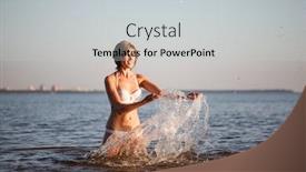  Presentation with ocean waves - Audience pleasing PPT theme consisting of woman-enjoys-on-beach-girl backdrop and a light gray colored foreground