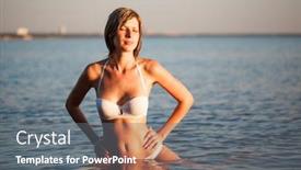  Presentation with ocean waves - Presentation design consisting of woman-enjoys-on-beach-girl background and a gray colored foreground