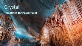  Presentation with cave - Audience pleasing theme consisting of woman-enjoys-the-view backdrop and a ocean colored foreground