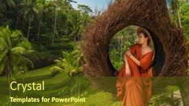  Presentation with bali - Theme featuring woman-enyoing-wiew-of-tegalalang background and a tawny brown colored foreground