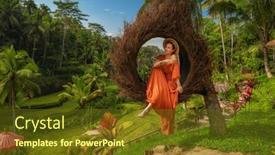  Presentation with rice - Cool new presentation theme with woman-enyoing-wiew-of-tegalalang backdrop and a tawny brown colored foreground