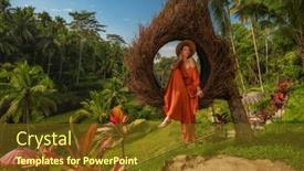  Presentation with rice - PPT theme consisting of woman-enyoing-wiew-of-tegalalang background and a tawny brown colored foreground