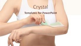  Presentation with wax - Presentation theme consisting of woman epilating hands using wax strip on white background closeup background and a lemonade colored foreground