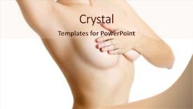  Presentation with anatomy - Theme having woman examining breast mastopathy background and a lemonade colored foreground