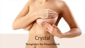  Presentation with breast cancer - Cool new presentation design with woman examining breast mastopathy backdrop and a coral colored foreground