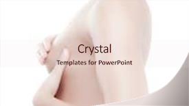  Presentation with breast - PPT theme having woman examining her breast isolated on white background background and a sky blue colored foreground