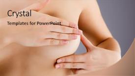  Presentation with breast - Cool new slides with woman examining her breast backdrop and a coral colored foreground