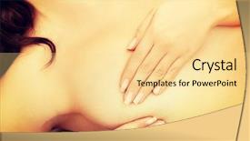  Presentation with anatomy - Presentation theme with woman examining her breast background and a blonde colored foreground