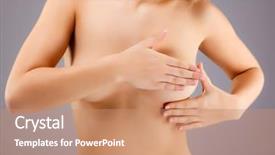  Presentation with breast - Audience pleasing PPT theme consisting of woman examining her breast backdrop and a coral colored foreground