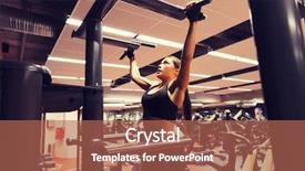  Presentation with woman sport - Colorful slide set enhanced with woman exercising and doing pull backdrop and a coral colored foreground