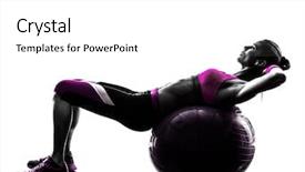  Presentation with fitness - Cool new PPT theme with woman exercising fitness ball crunch backdrop and a white colored foreground