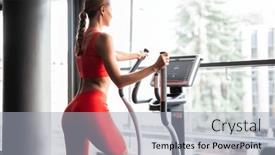  Presentation with cross - PPT theme enhanced with woman-exercising-in-a-gym and a light gray colored foreground