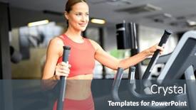  Presentation with cross - Theme enhanced with woman-exercising-in-a-gym and a ocean colored foreground