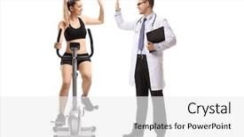  Presentation with stationary - Slide set having woman exercising on a stationary background and a white colored foreground