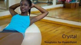  Presentation with exercise kids kid doing fitness - Presentation theme featuring woman exercising on fitness ball background and a  colored foreground