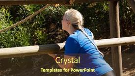 Presentation with training camp - Cool new theme with woman exercising on outdoor equipment during obstacle course training in the boot camp backdrop and a tawny brown colored foreground
