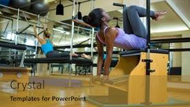  Presentation with gym - Slide deck enhanced with woman-exercising-on-wunda-chair background and a gold colored foreground